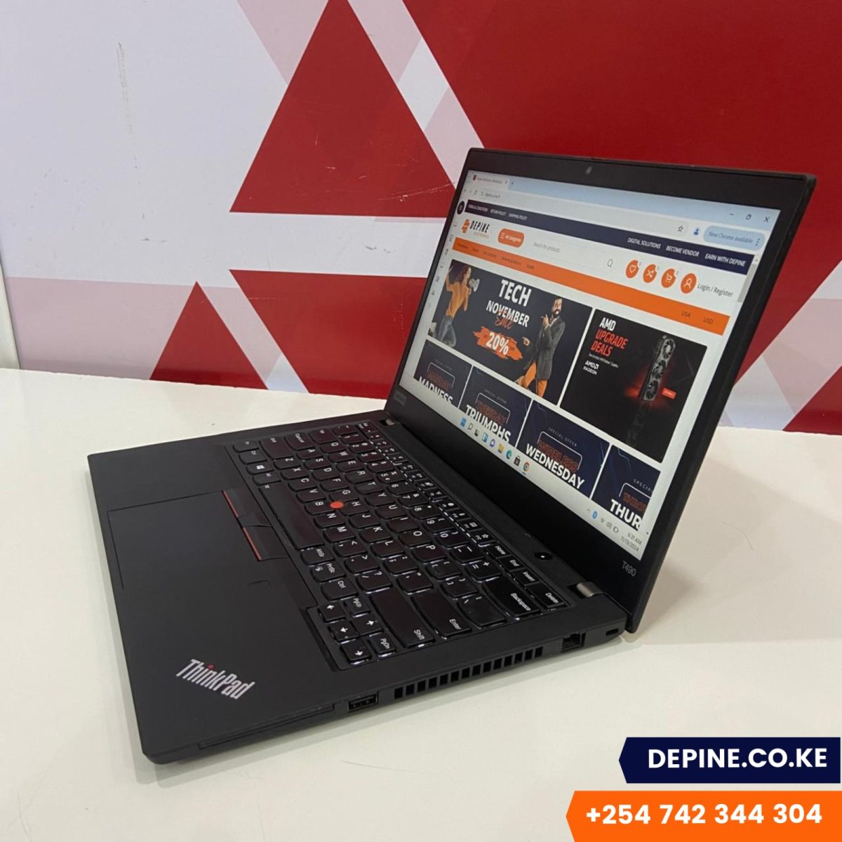 Certified Lenovo ThinkPad T490 14 Notebook, Intel Quad Core i5-8365U – Black