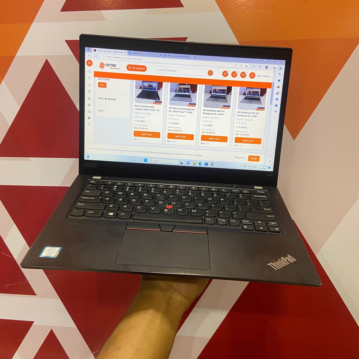 Lenovo ThinkPad X390 Laptop, Intel Core i5-8265U, 16GB RAM, 256GB SSD, 13.3" FHD Display, Windows 11 Pro, Black - Image 1
