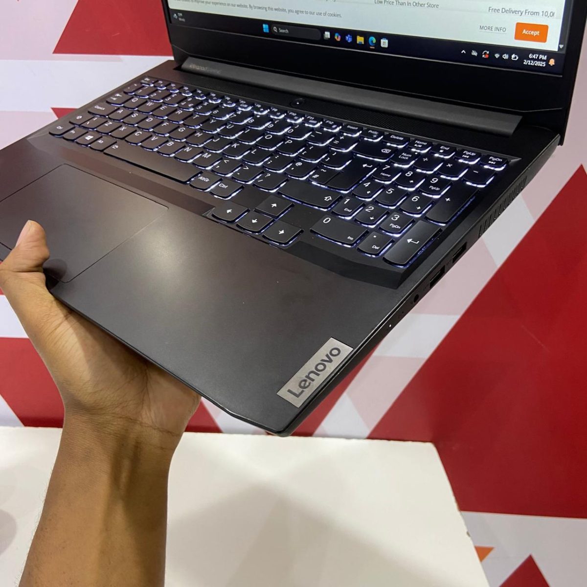 Lenovo IdeaPad Gaming 3 15IHU6, Intel Core i5 11th Gen, 8GB RAM, 512GB SSD, 15.6" FHD Display + 4GB NVIDIA GeForce GTX™️ 1650, Windows 11 Pro, Black