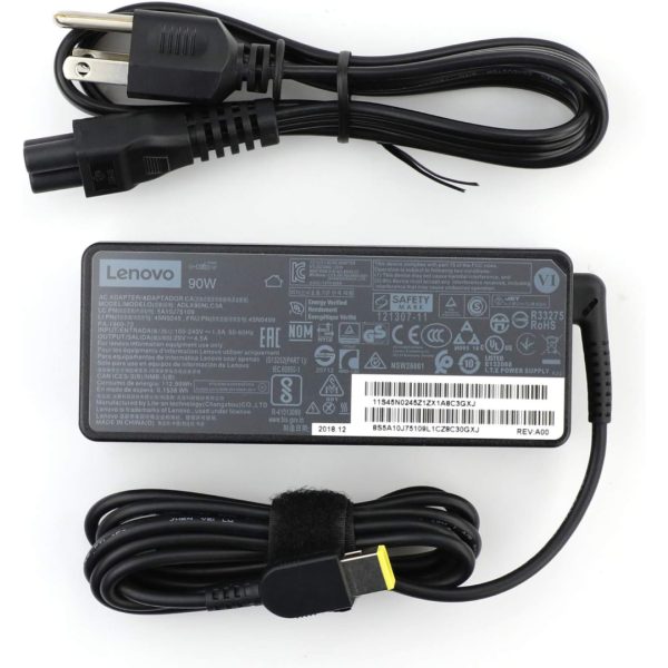 Lenovo 90W Slim Square Tip Laptop Charger | Genuine Adapter | Compatible with ThinkPad, IdeaPad & More