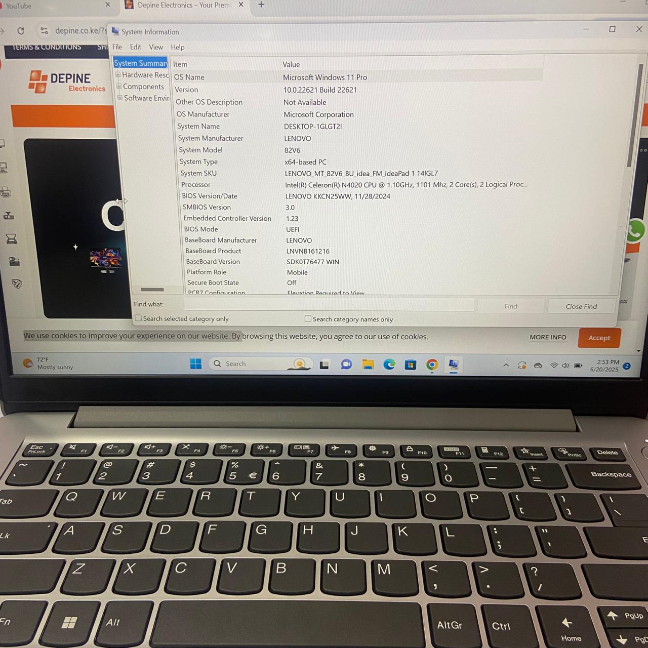 Certified Lenovo IdeaPad 1 14” Notebook, Intel Dual Core Celeron N4020 – Ice Blue