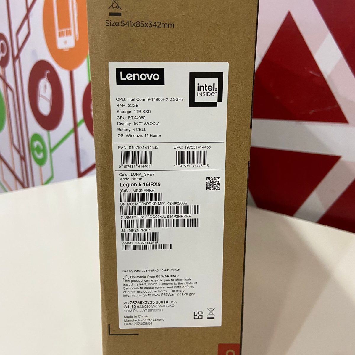 Brand New Lenovo Legion 5 16IRX9 16.0 in Gaming Laptop, Intel Core i9-14900HX – Lunar Gray