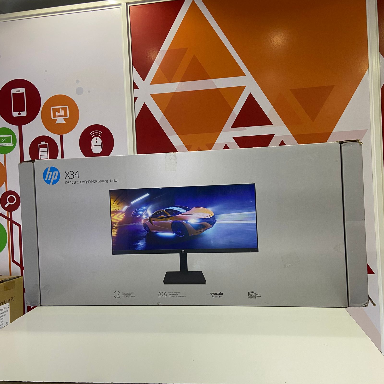 Certified HP X34 34 in Ultrawide Monitor, WQHD 3440×1440 IPS Display, 165Hz Refresh Rate – Black