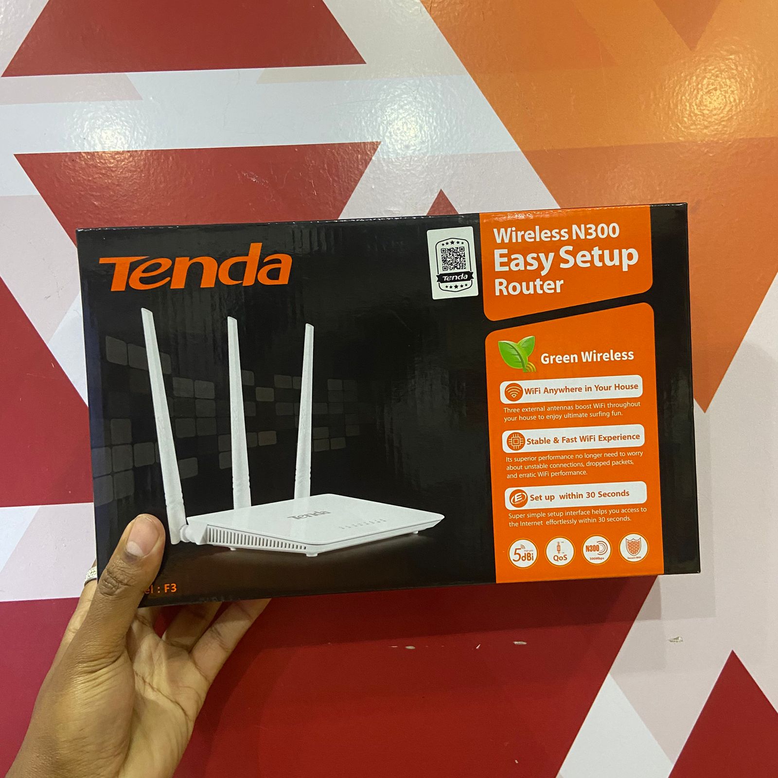 Certified Tenda N300 F3 Wireless Router, 300Mbps Wi-Fi Speed – White