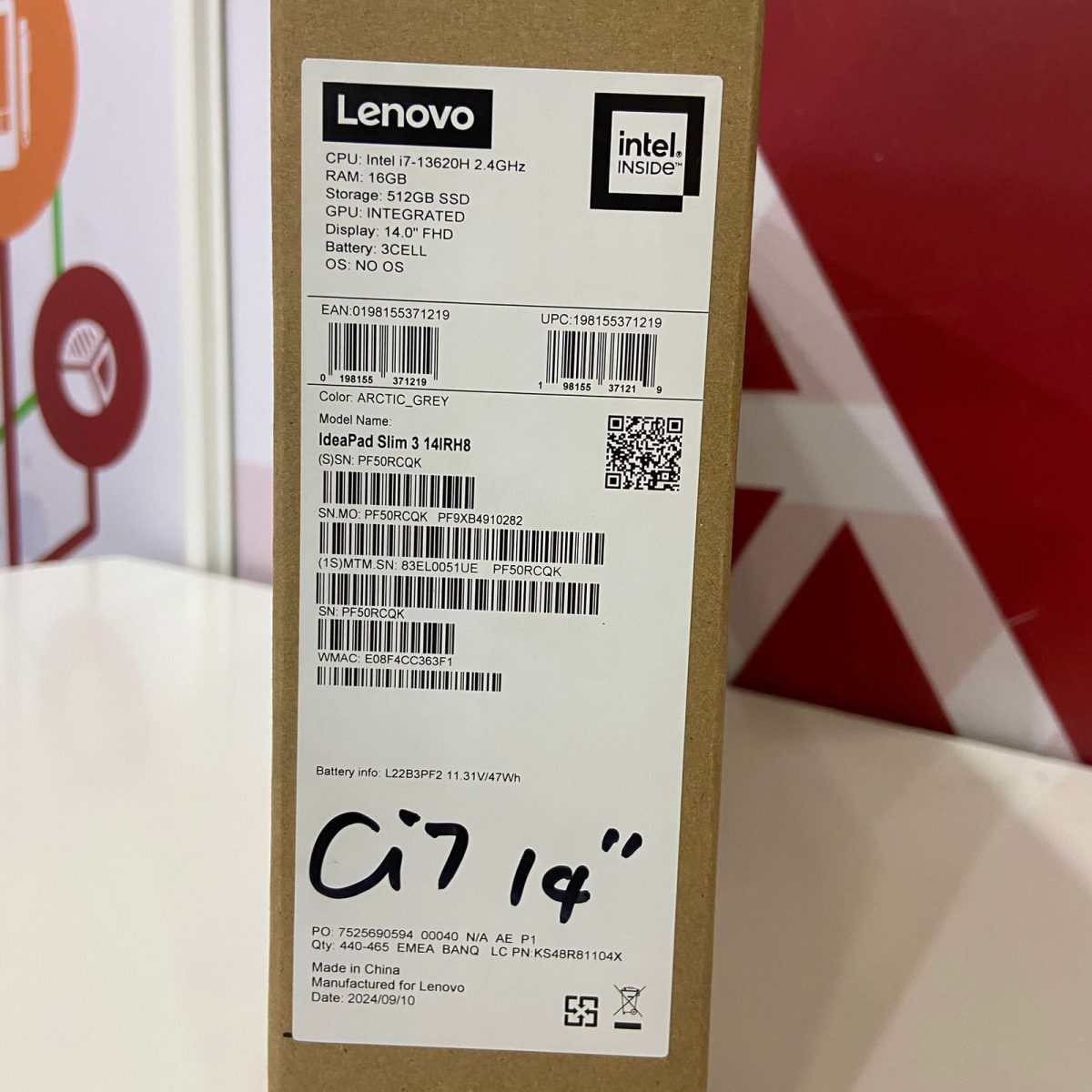 Brand New Lenovo IdeaPad Slim 3 14 in Notebook, Intel Core i7-13620H – Arctic Grey