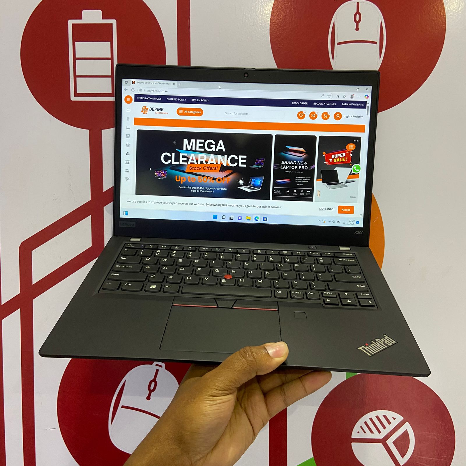 Certified Refurbished Lenovo ThinkPad X390 Laptop Intel Core i5-8265U Black